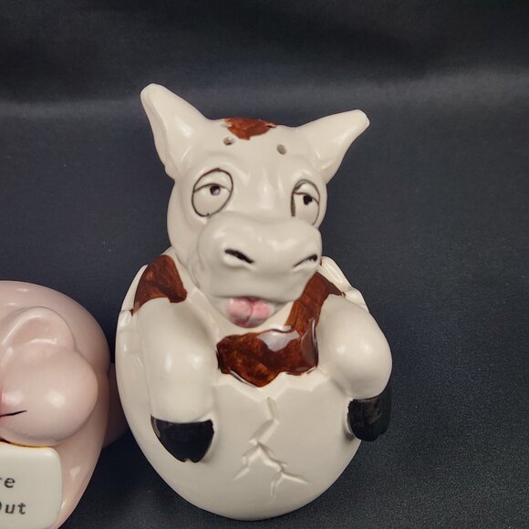 Pig & Cow Salt & Pepper Shakers "No More Pigging Out" Novelty VNTG  READ - Picture 8 of 12